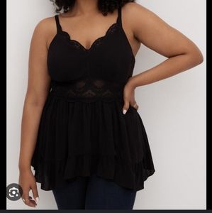 Torrid lace gauze peplum tank